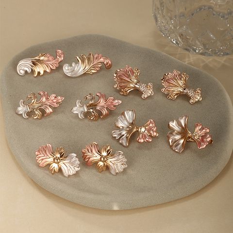 1 Pair Vintage Style Xuping Ginkgo Leaf Plating Alloy Copper Alloy 18k Gold Plated Ear Studs