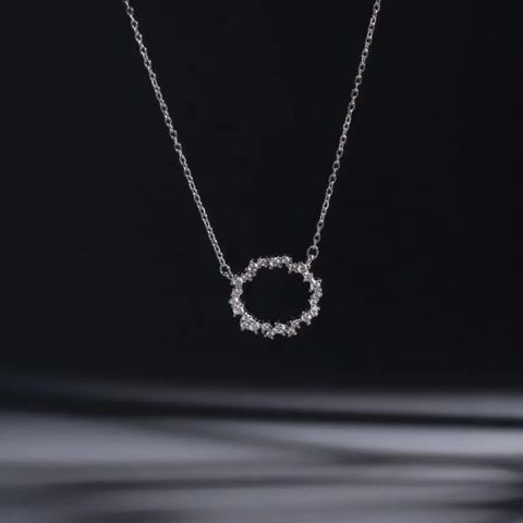 Simple Style Circle Alloy Plating Inlay Rhinestones Silver Plated Women's Pendant Necklace