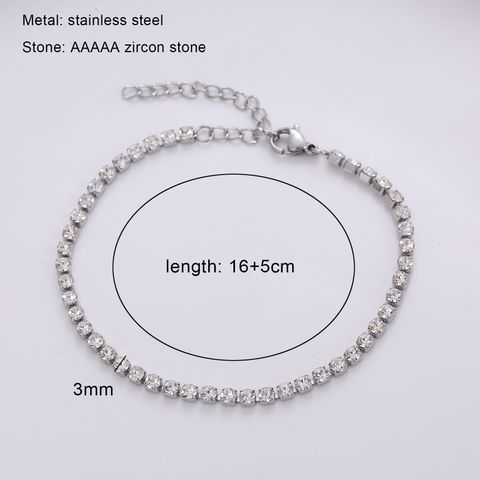 Simple Style Geometric Titanium Steel Inlay Zircon Bracelets 1 Piece