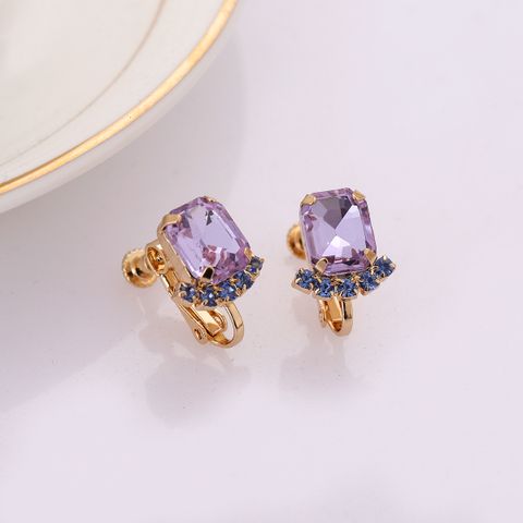 1 Pair Simple Style Geometric Solid Color Plating Artificial Crystal Ear Studs