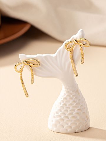 1 Pair Sweet Simple Style Bow Knot Alloy Ear Studs