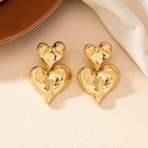 1 Pair Ig Style Heart Shape Plating Alloy Drop Earrings