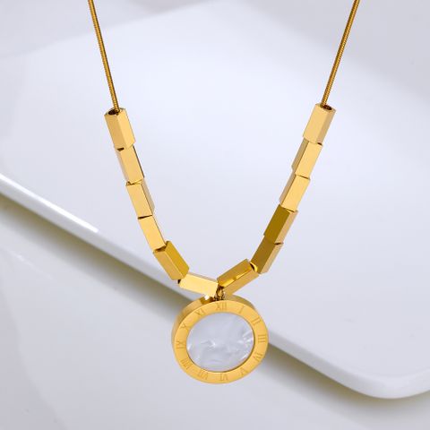 Simple Style Commute Color Block 304 Stainless Steel Shell Epoxy Shell 18K Gold Plated Unisex Pendant Necklace
