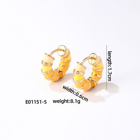 1 Pair Simple Style Commute Multicolor Stripe Enamel Plating 304 Stainless Steel K Gold Plated Earrings
