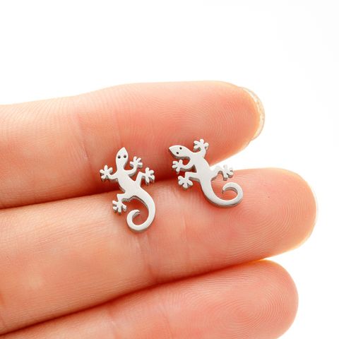 1 Pair Cute Animal Polishing Plating Stainless Steel 18k Gold Plated Ear Studs