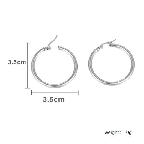 1 Pair Casual Simple Style Round Plating 201 Stainless Steel 18K Gold Plated Hoop Earrings