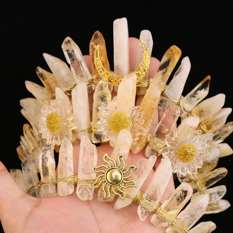 Unisex Queen Pastoral Sunflower Sun Natural Crystal Hair Band
