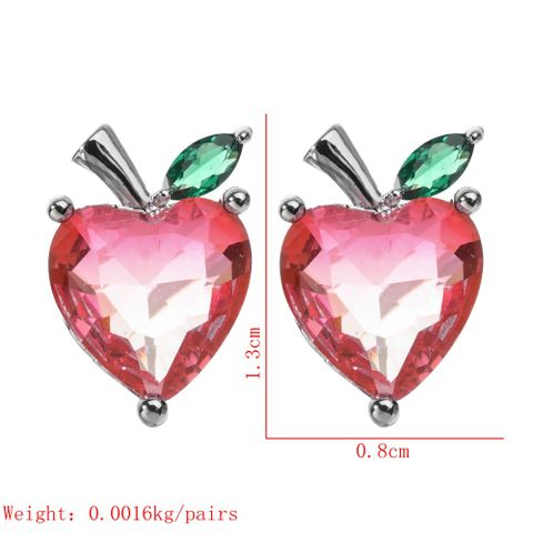 1 Pair Ig Style Heart Shape Plating Inlay Copper Zircon White Gold Plated Ear Studs