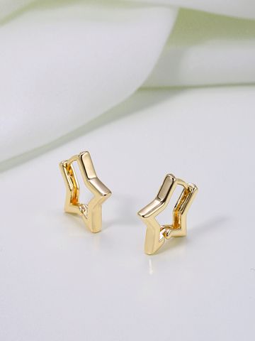 1 Pair Sweet Star Copper Gold Plated Earrings
