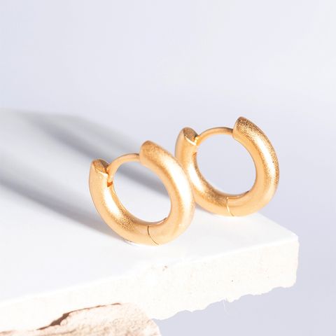1 Pair Punk Simple Style Classic Style Solid Color Plating Copper 18k Gold Plated Hoop Earrings