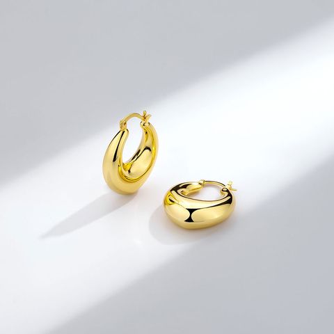 Wholesale Jewelry Simple Style Geometric Copper Alloy Polishing Plating Hoop Earrings