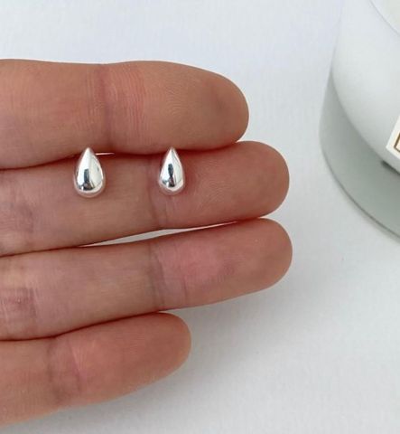 1 Pair Simple Style Water Droplets Sterling Silver Plating Ear Studs
