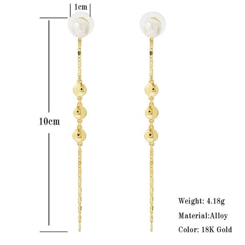 1 Pair Elegant Geometric Inlay Alloy Pearl 18k Gold Plated Dangling Earrings