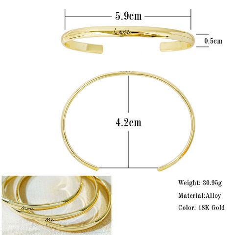 Luxurious Shiny Letter Alloy Carving 18k Gold Plated Women's Bangle