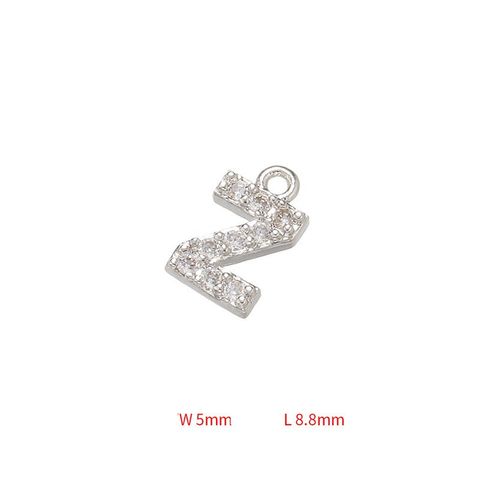 Simple Style Letter Sterling Silver Zircon Rose Gold Plated Charms