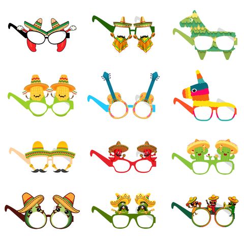 Mexican Carnival Cartoon Style Glasses Paper Holiday Party Photography Props