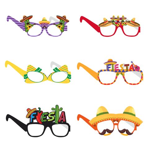 Mexican Carnival Cartoon Style Glasses Paper Holiday Party Photography Props
