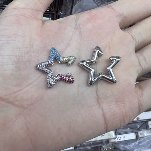 Wholesale Color Diamond Micro-inlaid Five-pointed Star Ear Clip Nihaojewelry