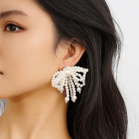 1 Pair Simple Style Bow Knot Alloy Drop Earrings