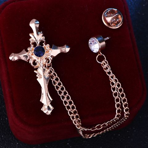 Casual Streetwear Cross Anchor Alloy Inlay Rhinestones Men's Brooches