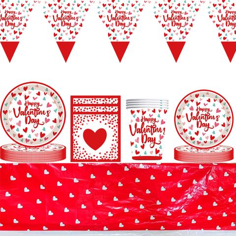 Día De San Valentín Romántico Letra Forma De Corazón Papel Fiesta Festival Vajilla
