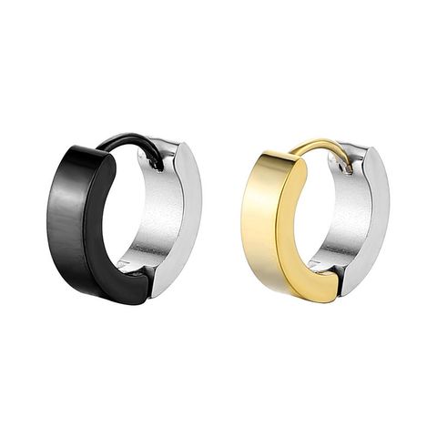 1 Piece Simple Style Geometric Color Block Polishing Plating Stainless Steel Hoop Earrings