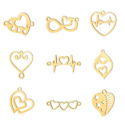 Estilo Vintage Electrocardiograma Símbolo Infinito Amor Acero Inoxidable Pulido Enchapado Chapado En Oro De 18 Quilates. Accesorios De Joyería