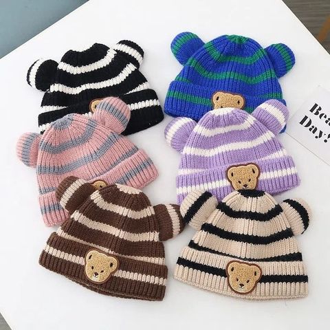 Children Unisex Cute Bear Jacquard Wool Cap