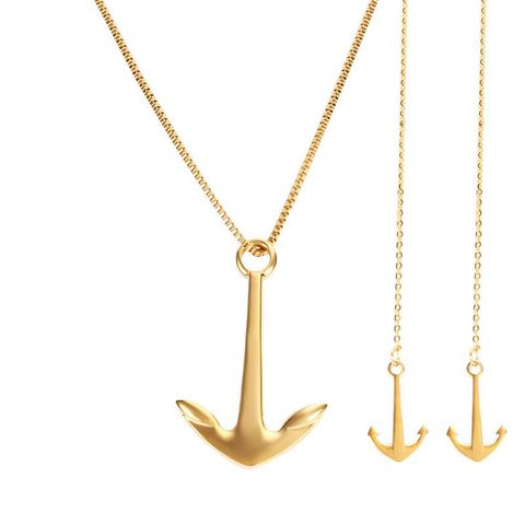 304 Stainless Steel 18K Gold Plated Simple Style Irregular Plating Anchor Earrings Necklace