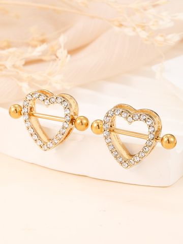 1 Paar Nabelring & Nabelnägel Einfacher Stil Herzform Zinklegierung Inlay Glas Vergoldet