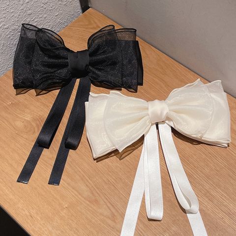 Women's Simple Style Solid Color Bow Knot Cloth Hair Clip