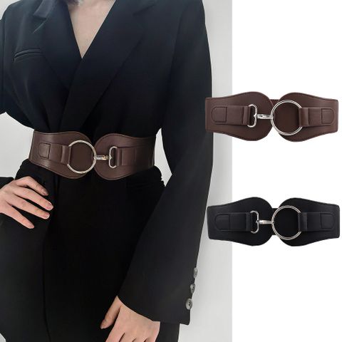 Basic Solid Color Pu Leather Women's Corset Belts