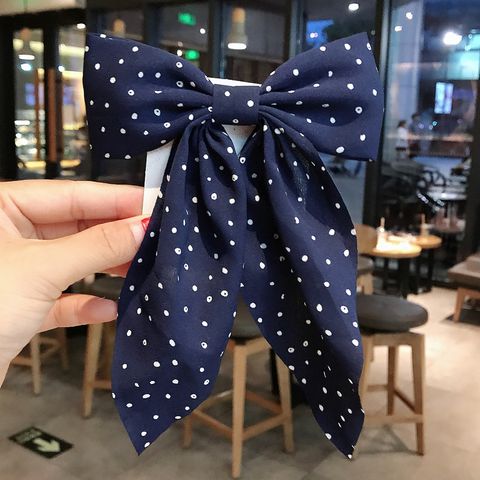 Women's Simple Style Polka Dots Bow Knot Cloth Hair Clip