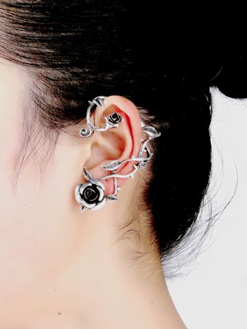 1 Piece IG Style Retro Simple Style Rose Alloy Silver Plated Ear Cuffs