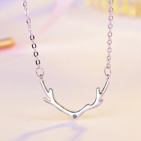Simple Style Antlers Copper Zircon Necklace In Bulk