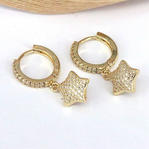 1 Piece Sweet Simple Style Star Plating Inlay Copper Zircon 18k Gold Plated Ear Cuffs