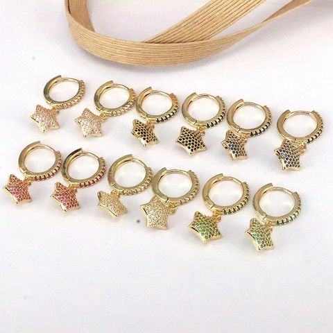 1 Piece Sweet Simple Style Star Plating Inlay Copper Zircon 18k Gold Plated Ear Cuffs