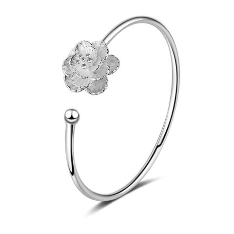 Copper Silver Plated Cute Lady Sweet Plating Flower Bangle