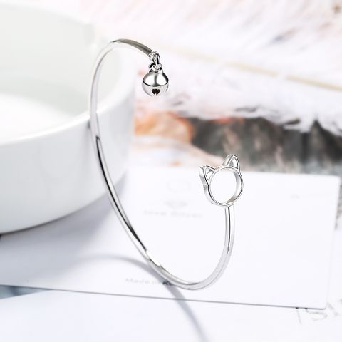 Copper White Gold Plated Simple Style Classic Style Commute Plating Cat Bangle