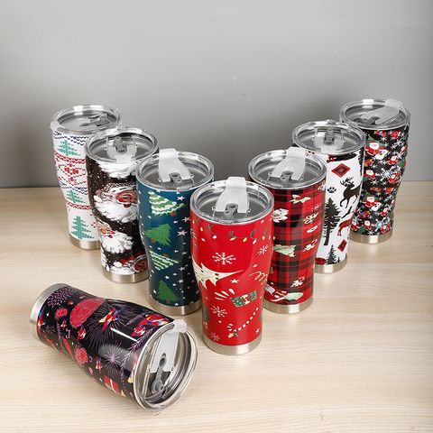 Casual Christmas House Santa Claus Christmas Socks Stainless Steel Water Bottles 1 Piece