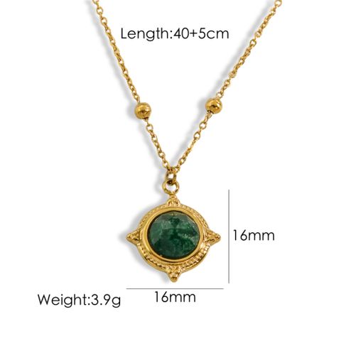 304 Stainless Steel 14K Gold Plated Casual Inlay Solid Color Natural Stone Pendant Necklace