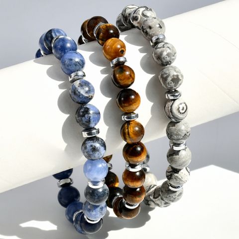 Handgemacht Mehrfarbig Ein Naturstein Perlen Überzug Versilbert Armbänder
