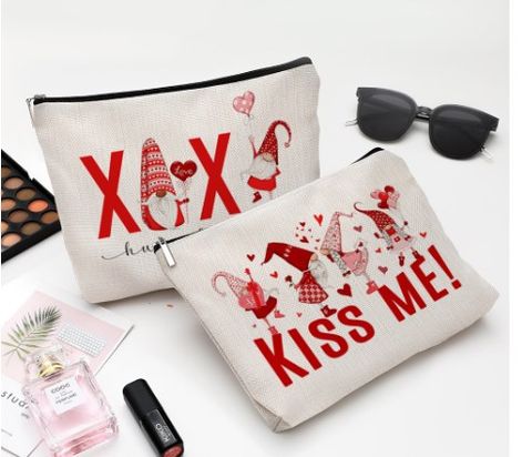 Casual Letter Linen Makeup Bags