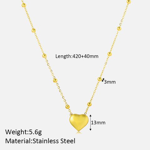 Stainless Steel Elegant Plating Heart Shape Solid Color Pendant Necklace