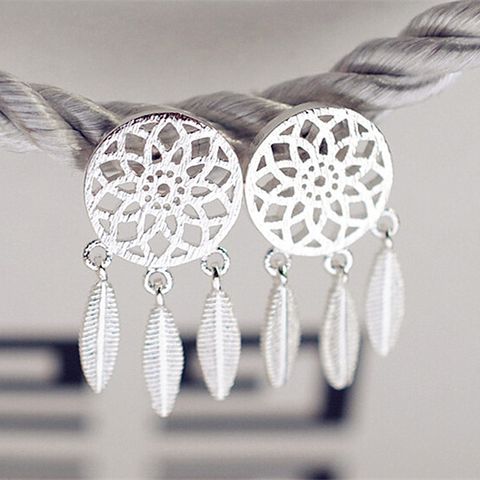 1 Pair Lady Ethnic Style Dreamcatcher Plating Copper Drop Earrings