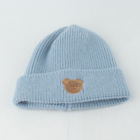 Children Unisex Simple Style Bear Embroidery Wool Cap