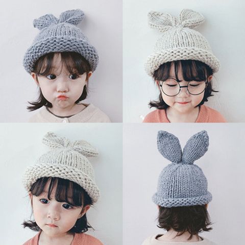 Children Unisex Cute Simple Style Bunny Ears Wool Cap