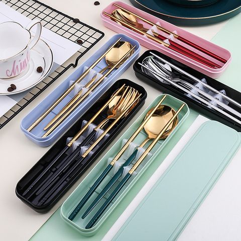 Casual Solid Color Stainless Steel Tableware 1 Set