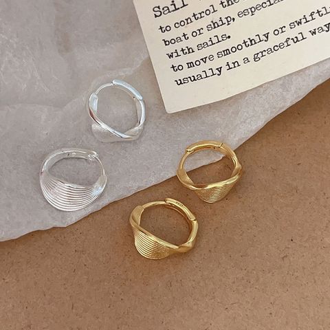 1 Pair Simple Style Solid Color Plating Sterling Silver Hoop Earrings
