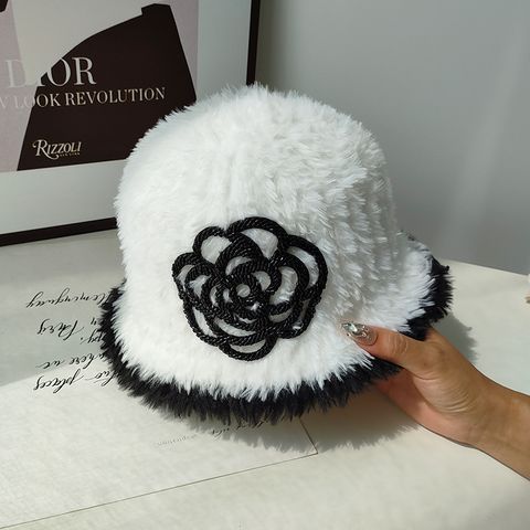 Women's Elegant Sweet Simple Style Color Block Flowers Wide Eaves Bucket Hat